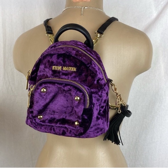 Steve Madden Velvet Backpack in Rich Purple - Picture 1 of 2